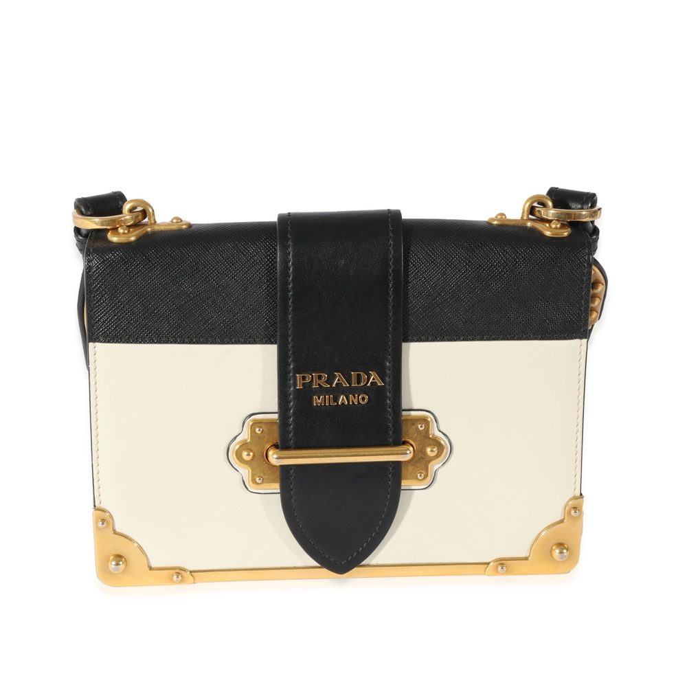 Prada White Leather Cahier Bag